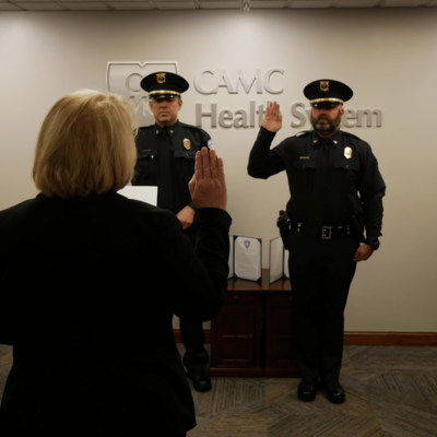 CAMC’s first two police officers, David Setliff and Jason Spurlock